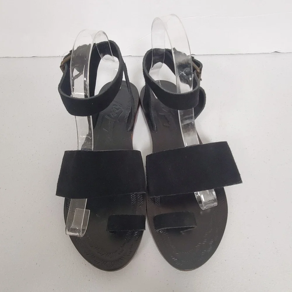 Free People Womens Suede Leather Gladiator Sandals Size 9 US 39 EU Black Neutral